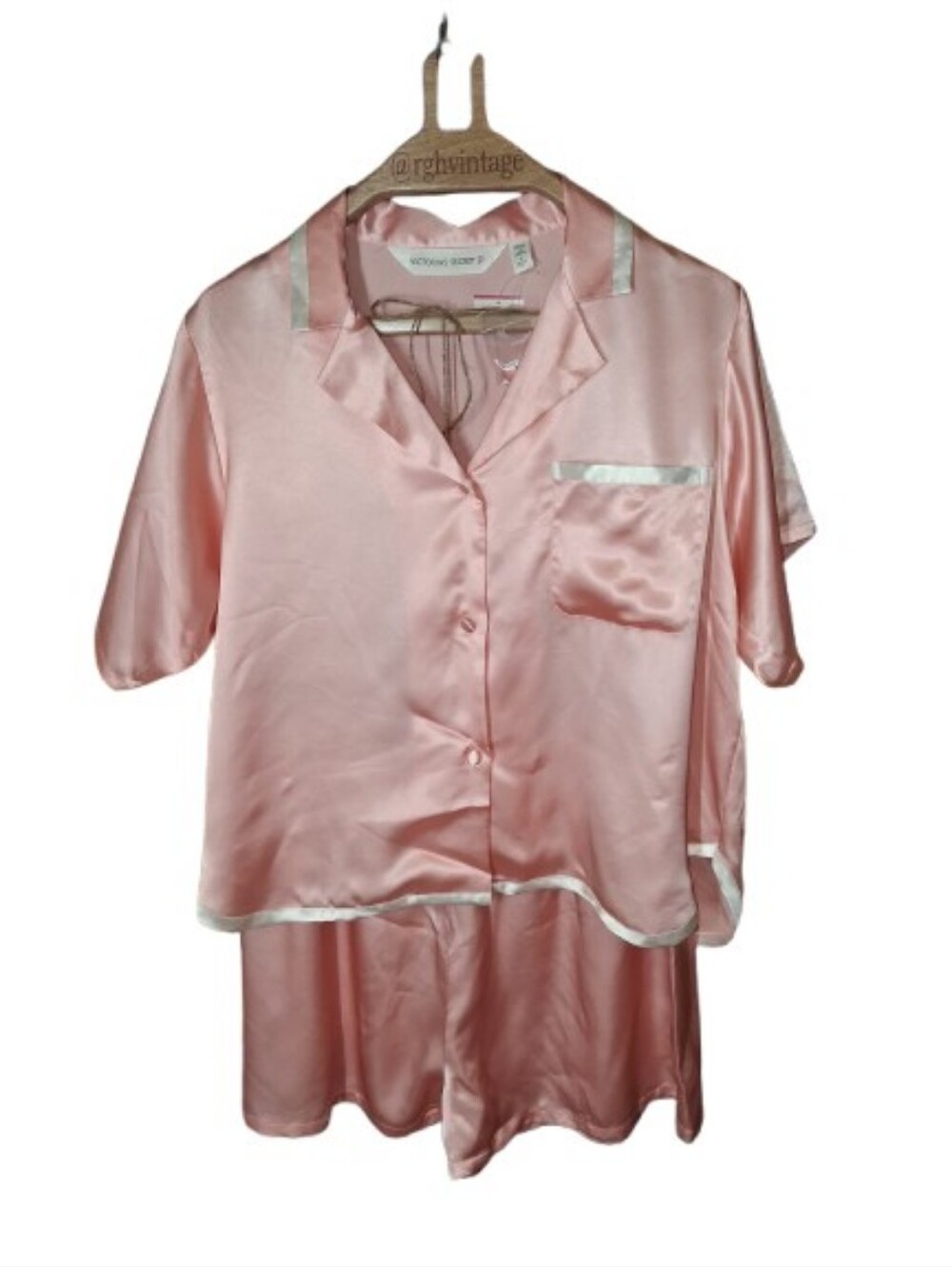 Vintage Victoria's Secret NWT 90s Satin Pajama Set L Pink/White Feminine